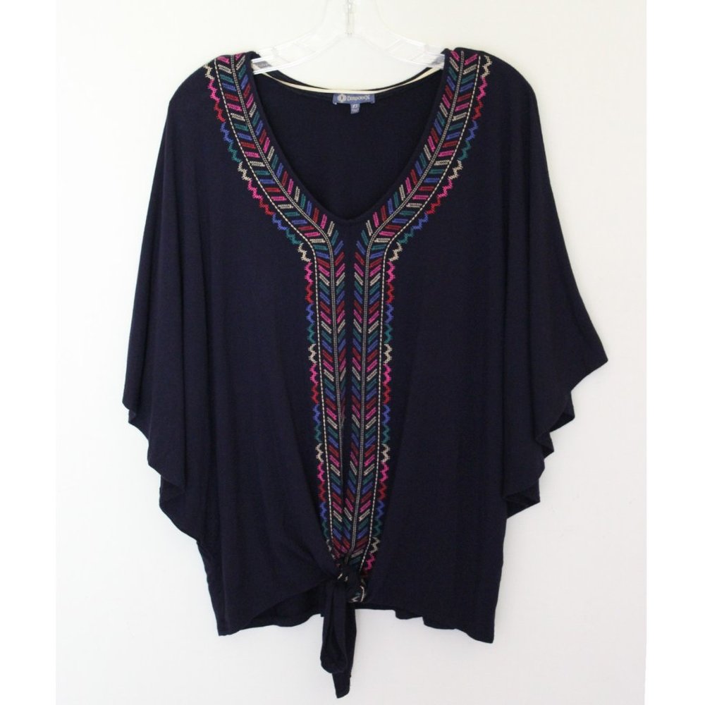 NWOT Plus Democracy Navy Embroidered Top Size 1X - Picture 2 of 9